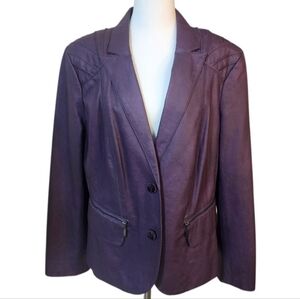 Proportion Petites Conrad C Women's Purple Faux Leather Blazer Jacket